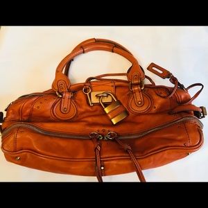 Chloe Dark Tan Leather East West Zippy Tote Bag